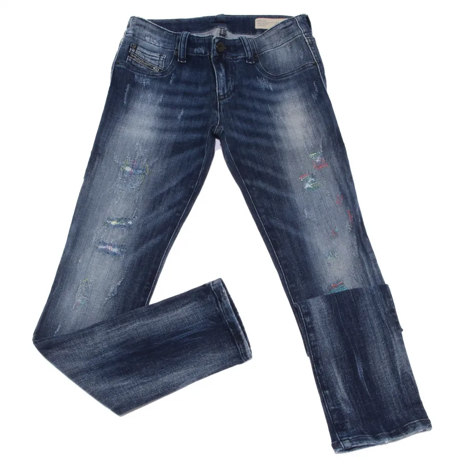 0016W jeans bimba DIESEL blu denim super slim stretch jegging pant kid