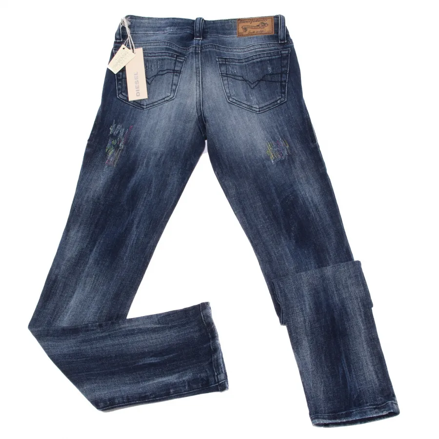 0016W jeans bimba DIESEL blu denim super slim stretch jegging pant kid