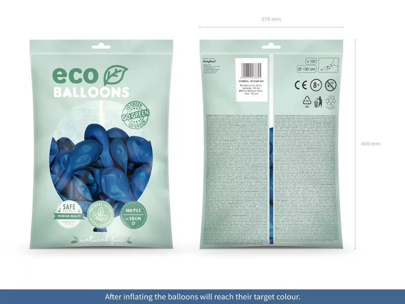 100 palloncini pastello eco blu 30cm