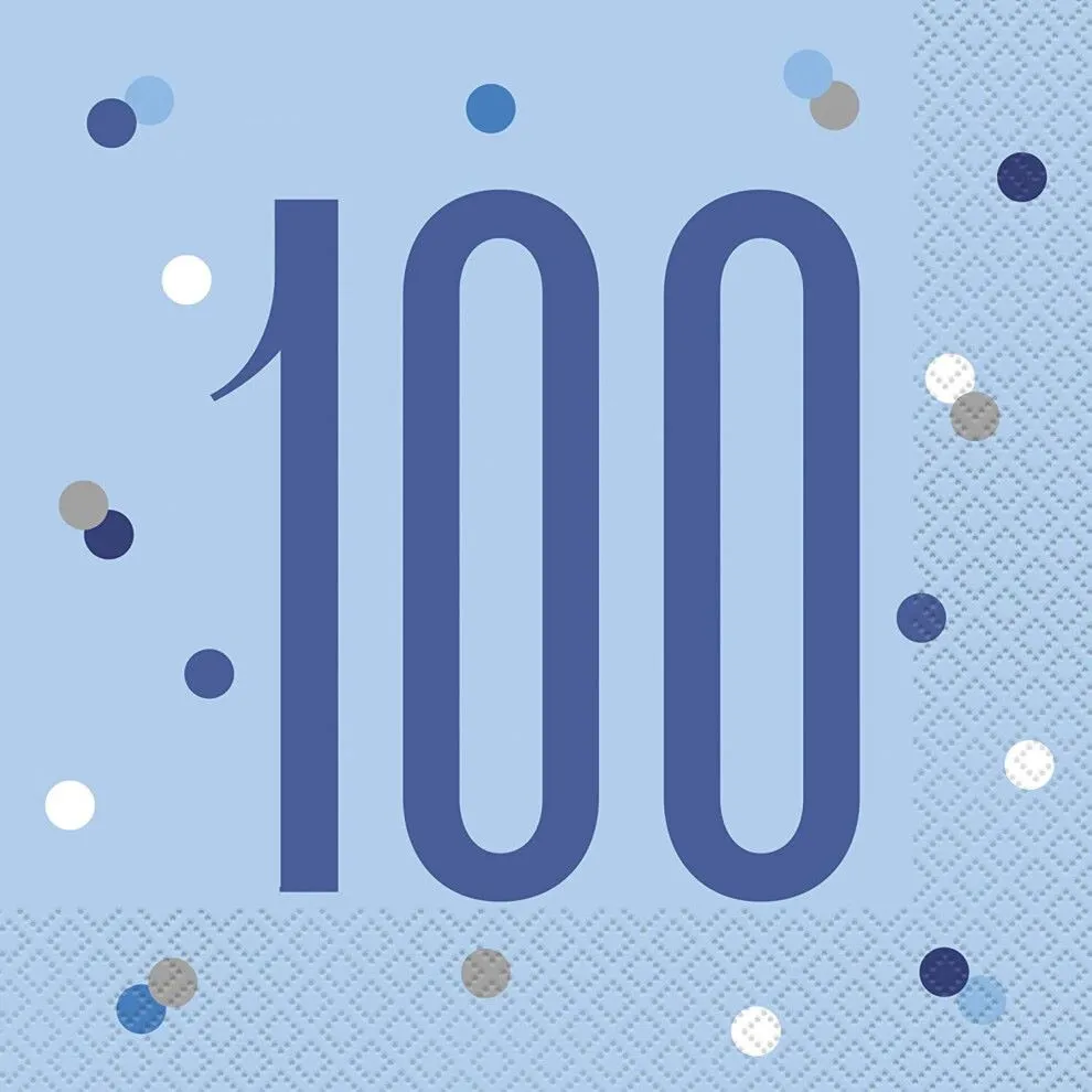 16 tovaglioli Happy 100th Blu 33 cm