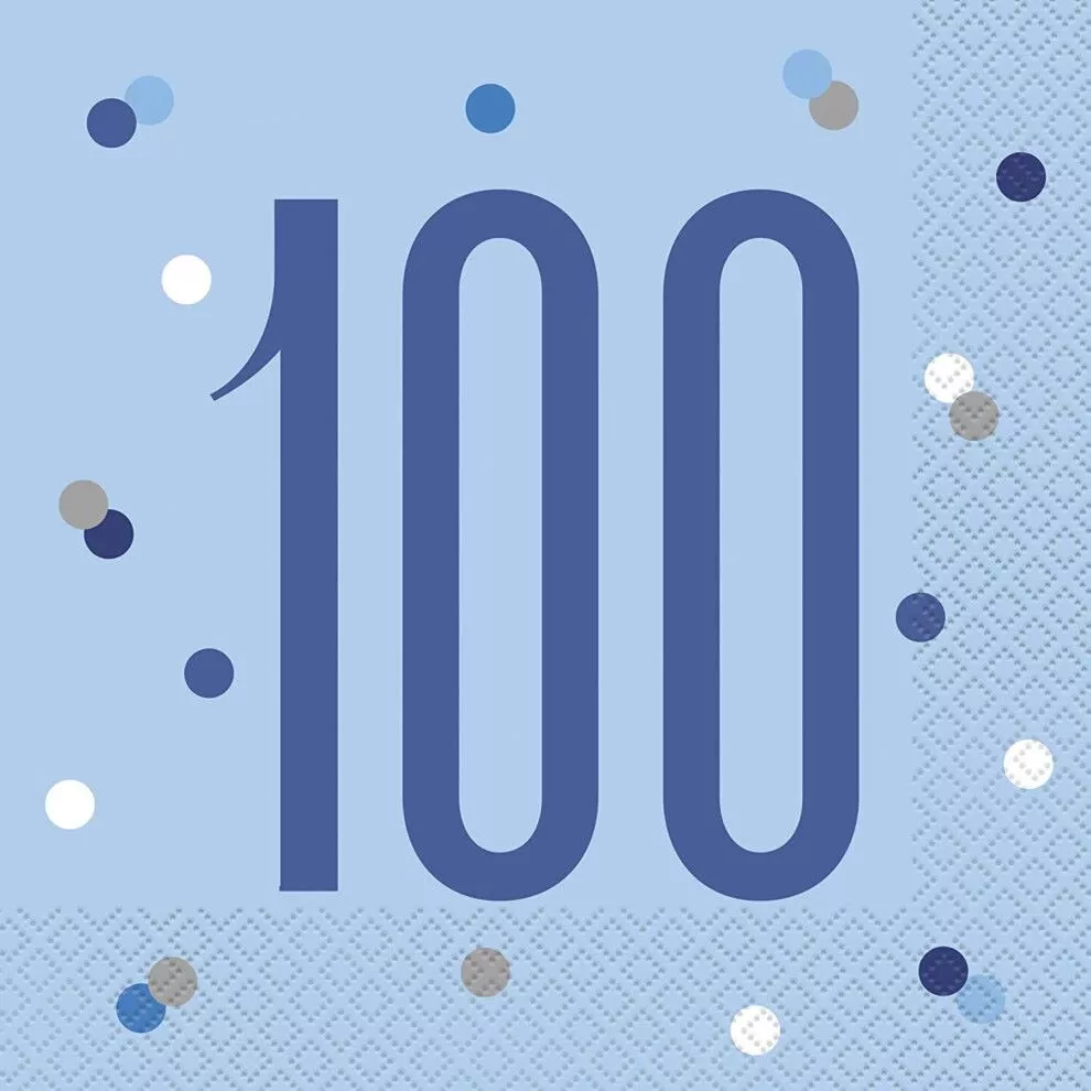16 tovaglioli Happy 100th Blu 33 cm