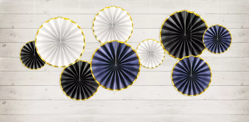3 rosette di carta blu notte