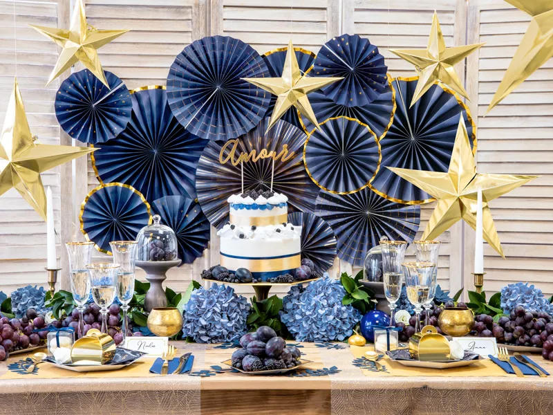 3 rosette di carta blu notte