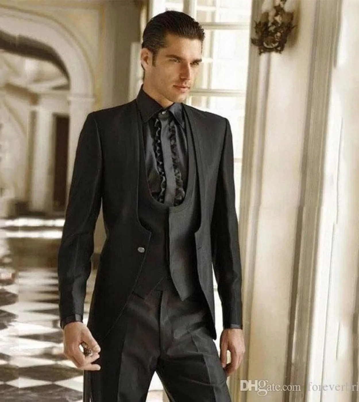 Abiti da uomo neri italiani 3 pezzi Costume Homme Smoking da sposa Slim Fit Sposo Prom Blazer Hombre Terno Masculino Giacca  pa