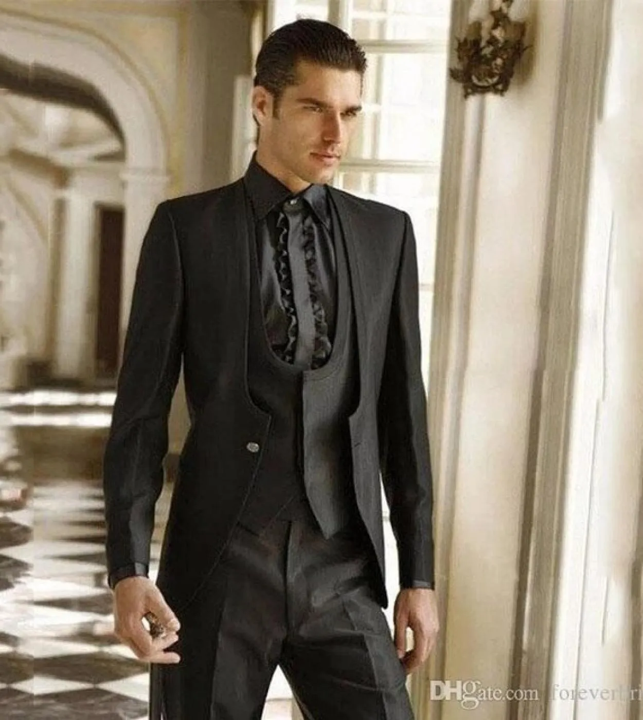 Abiti da uomo neri italiani 3 pezzi Costume Homme Smoking da sposa Slim Fit Sposo Prom Blazer Hombre Terno Masculino Giacca  pa