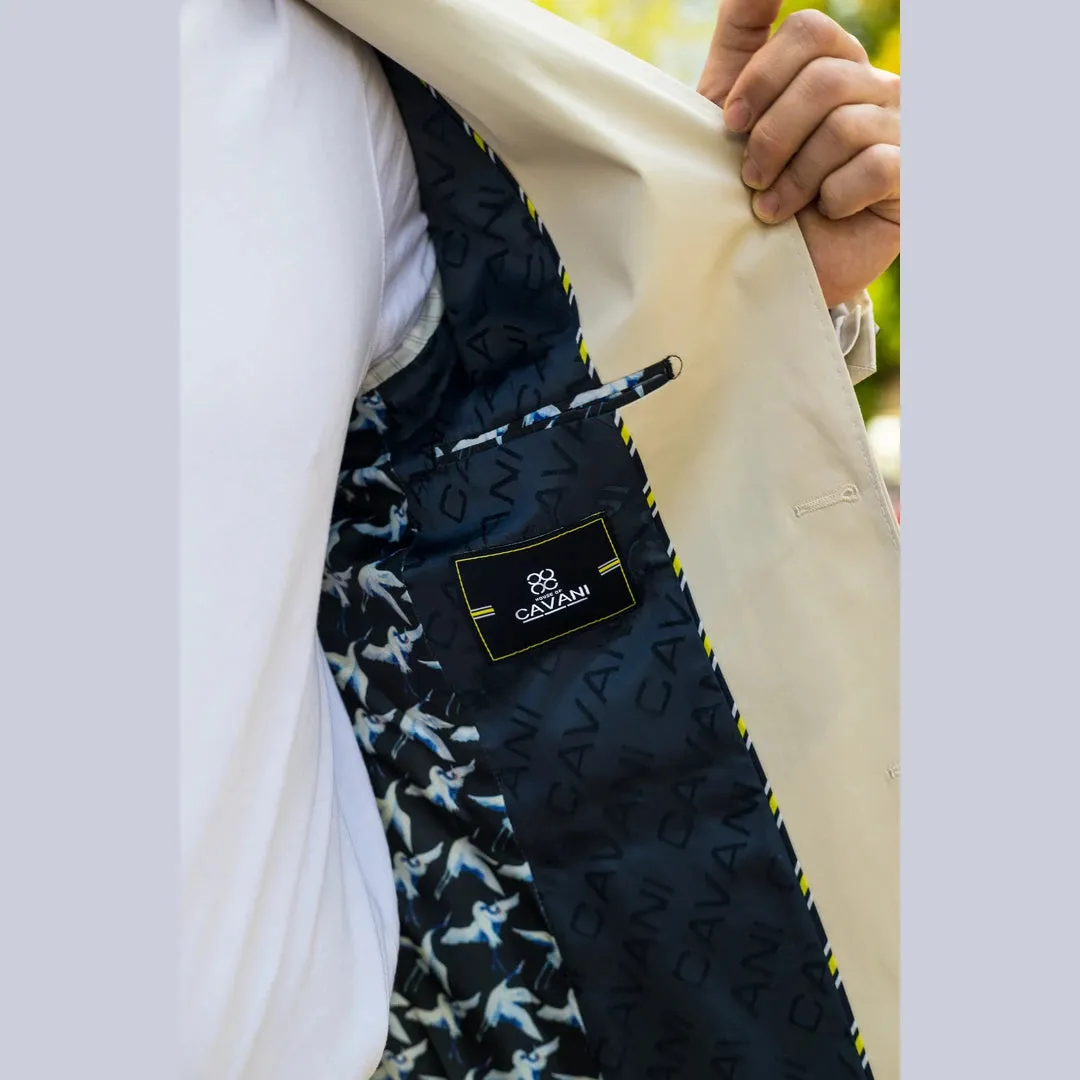Abito Estivo da Uomo in 2 Pezzi Beige per Ufficio Matrimonio Elegante Casual Classico
