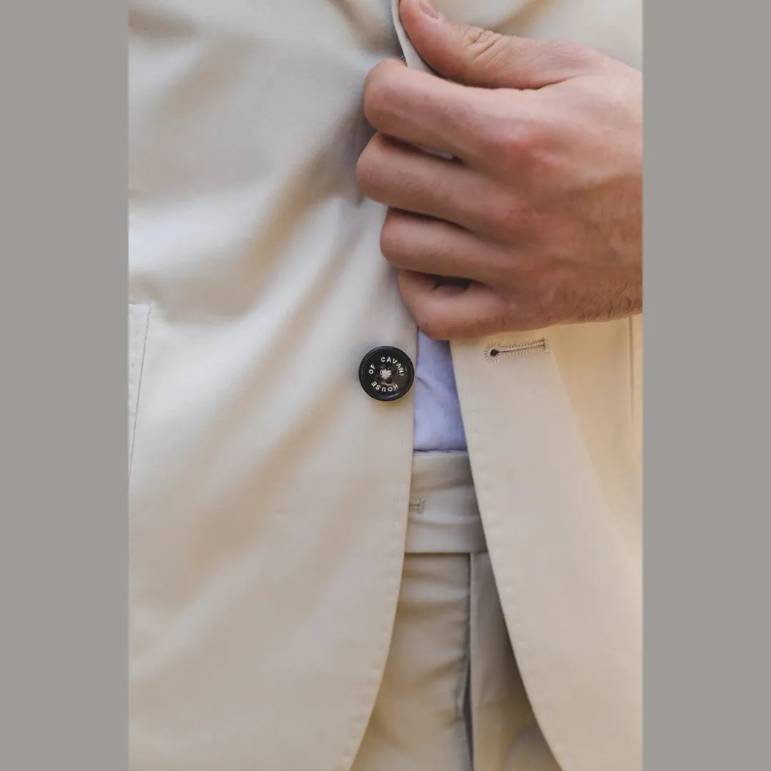 Abito Estivo da Uomo in 2 Pezzi Beige per Ufficio Matrimonio Elegante Casual Classico
