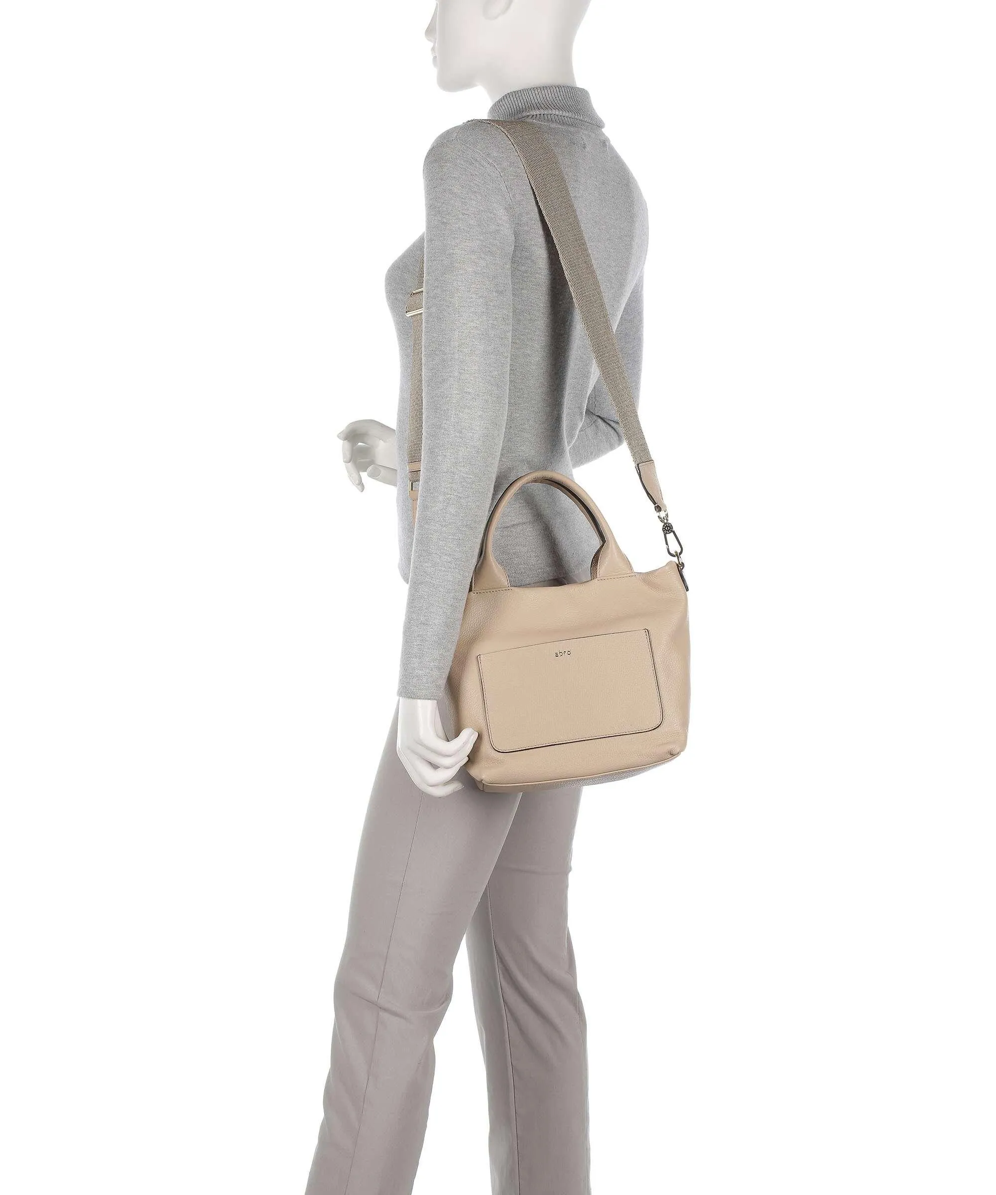  Abro Dalia Raquel Borsa a mano pelle di vacchetta grana beige  
