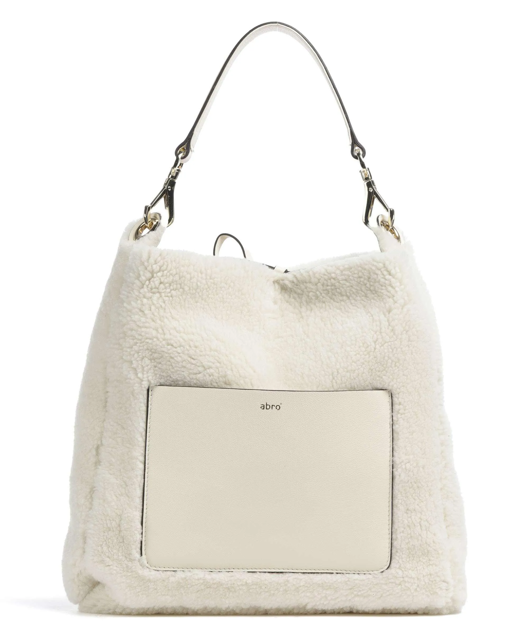  Abro Shearling Raquel Borsa hobo pelle di vacchetta grana avorio  