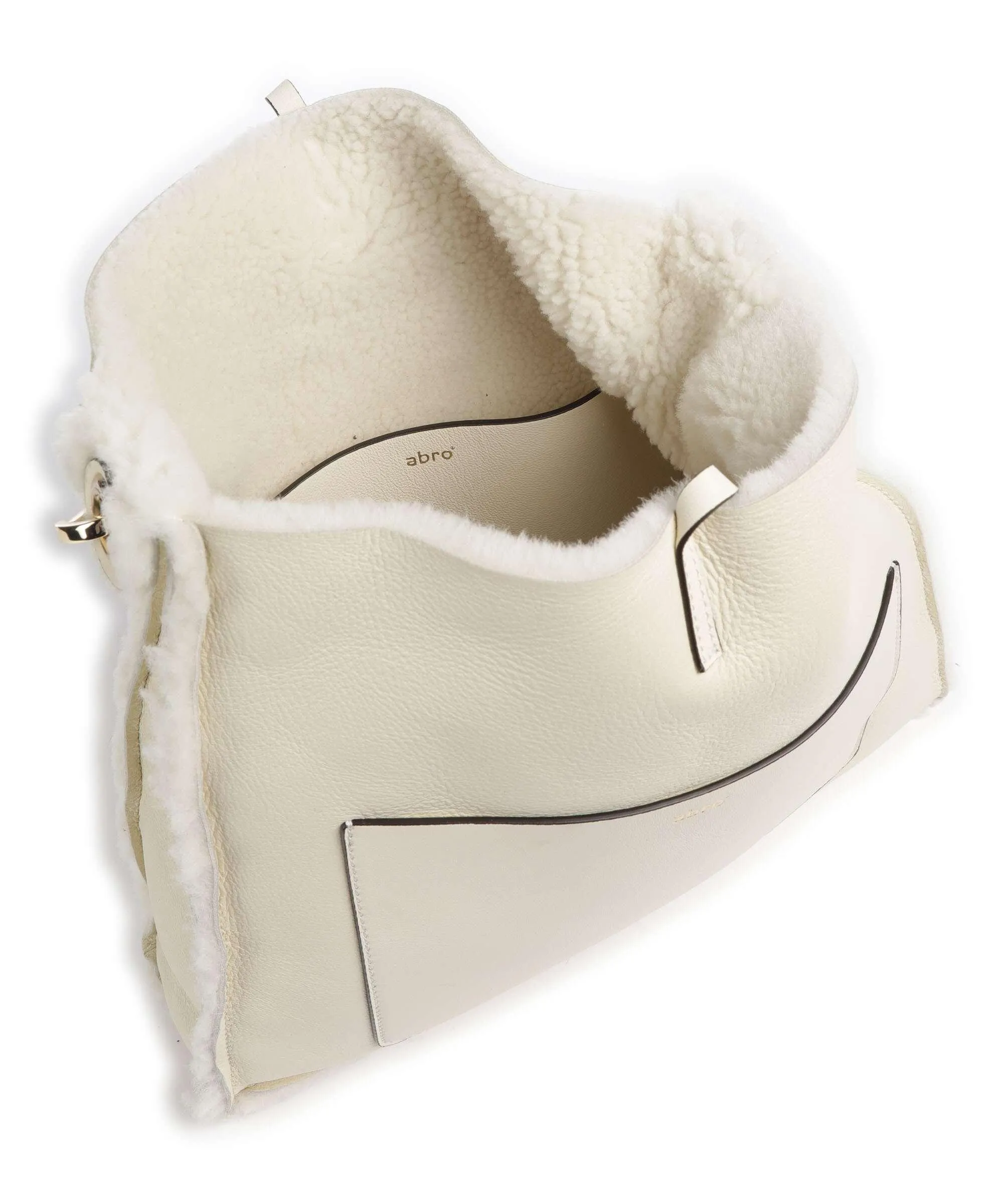  Abro Shearling Raquel Borsa hobo pelle di vacchetta grana avorio  