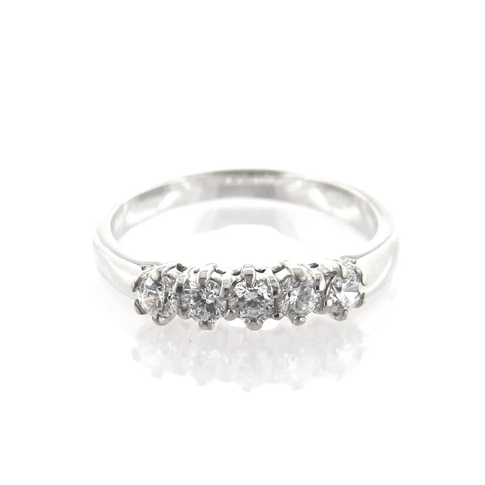 Anello Donna Veretta in Oro Bianco con Zirconi