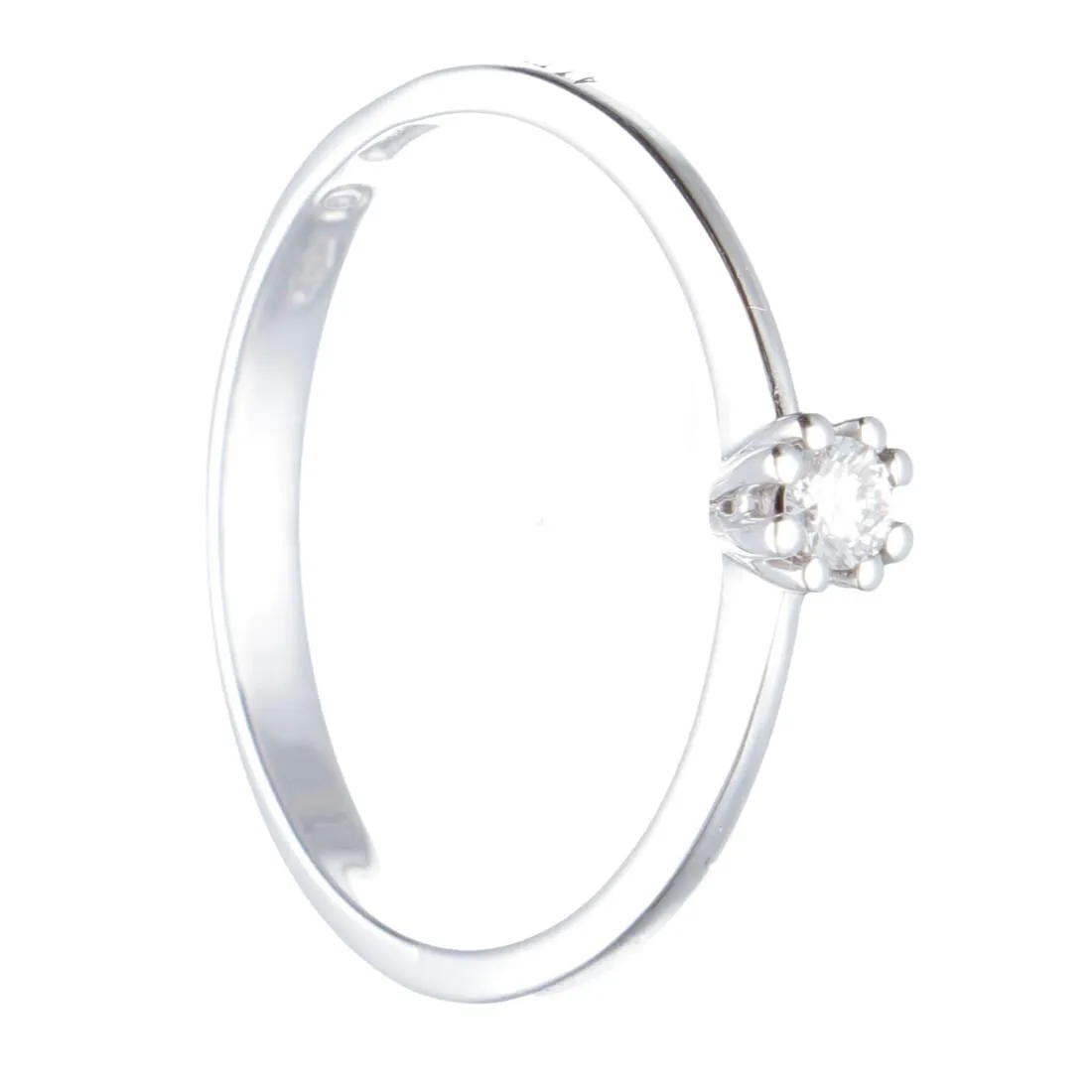 Anello solitario in oro bianco con diamanti ct 0.08