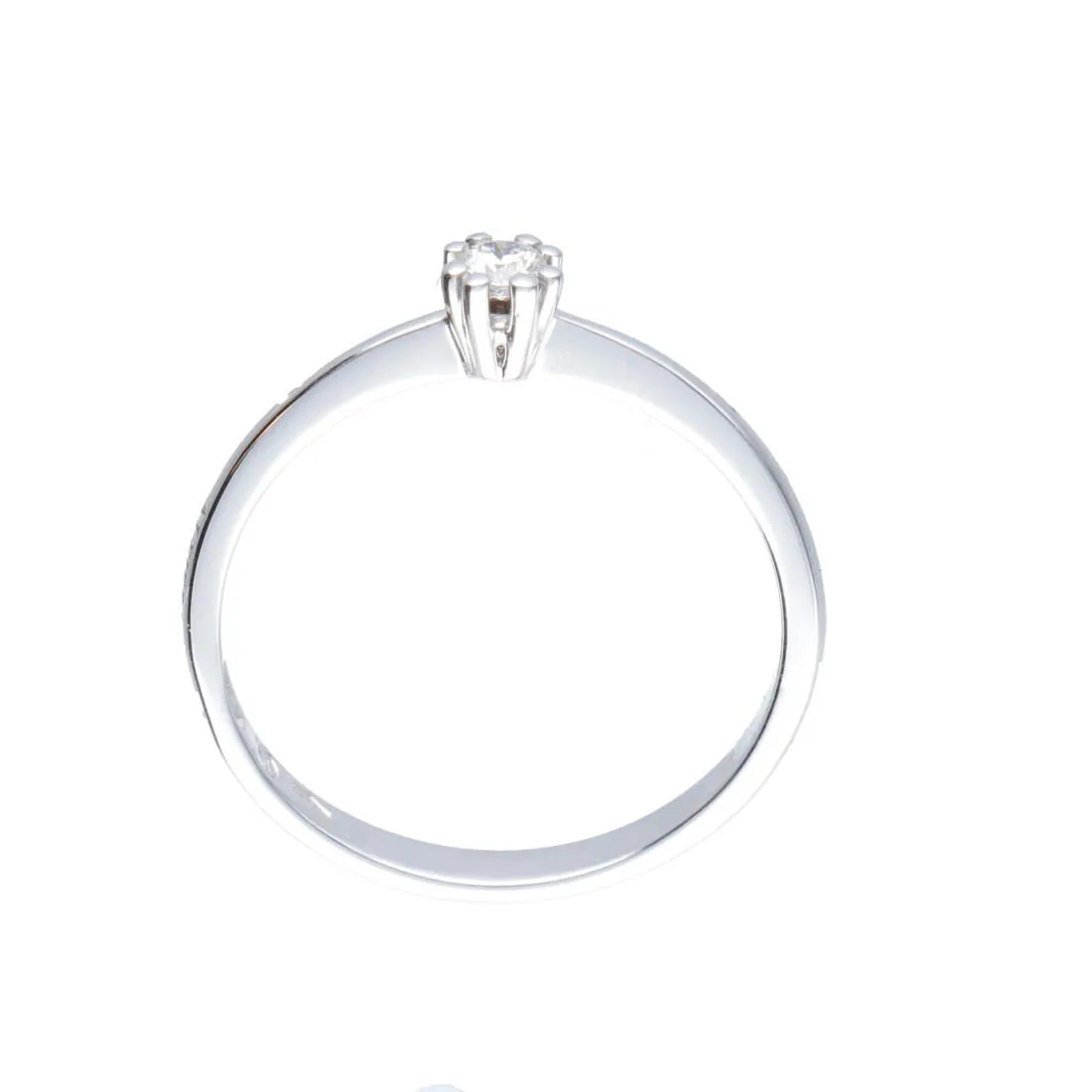 Anello solitario in oro bianco con diamanti ct 0.08