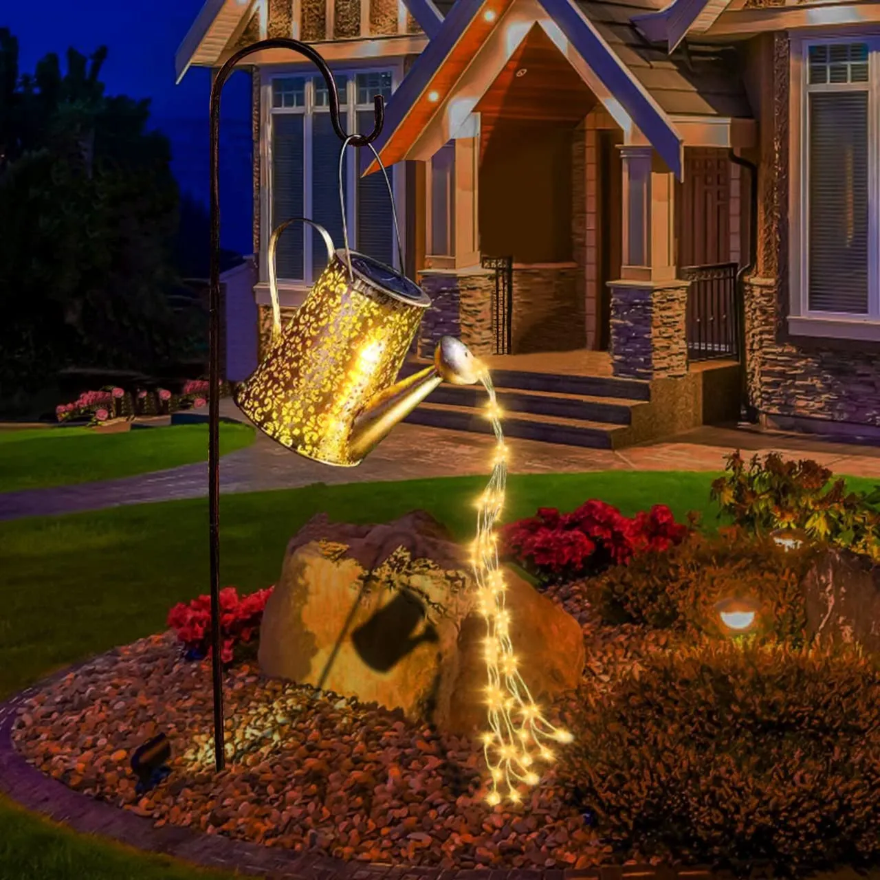 Annaffiatoio solare Luci Decorazioni da giardino - Sculture da esterno in rame impermeabile Ornamento Stella Led Fata Arte Lampa