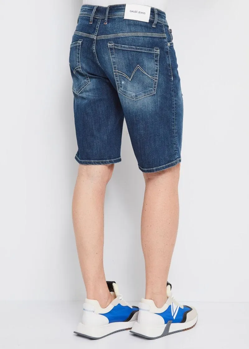 Bermuda in denim con dettagli destroyed