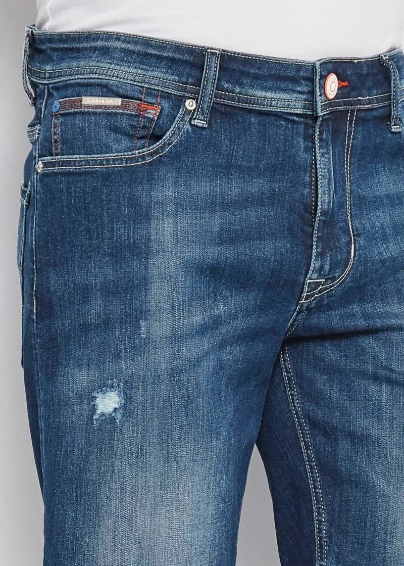 Bermuda in denim con dettagli destroyed