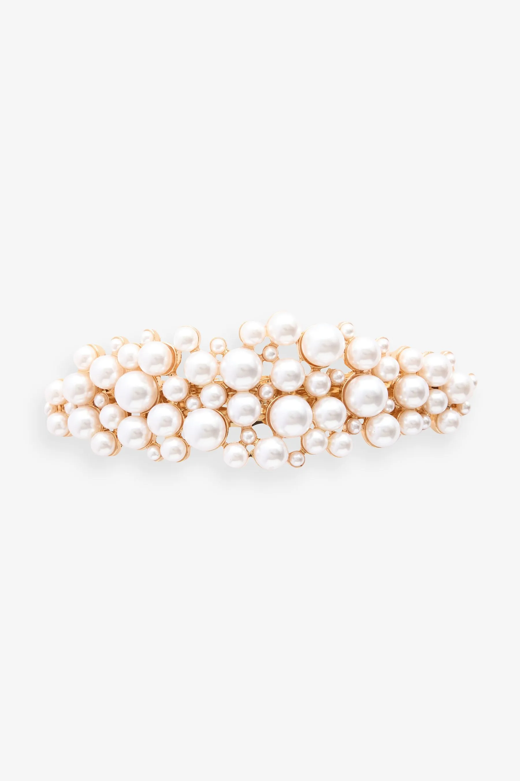 Bianco Perla  - Fermaglio barette in metallo riciclato con perle