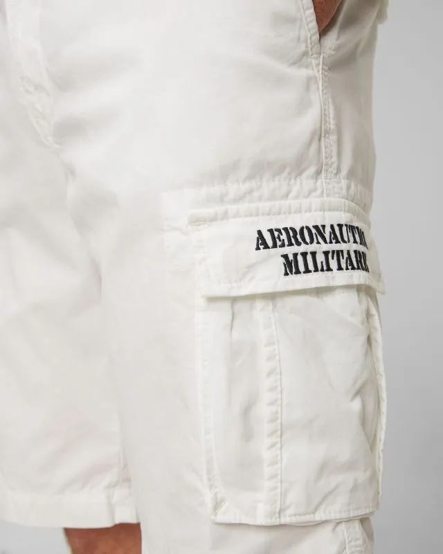 Białe szorty cargo męskie Aeronautica Militare 241be066ct1122-73062