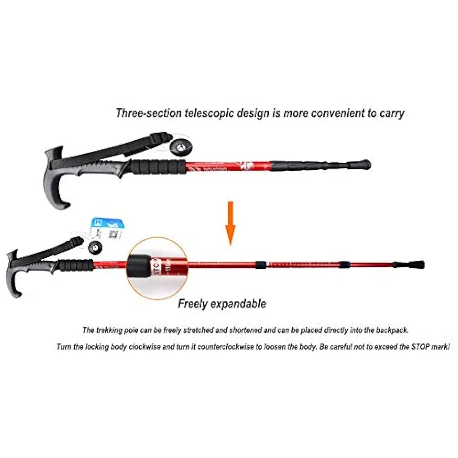 Big seller Bastoncini da Trekking Bastoncini da Trekking 65-135 cm (Colore : Red) 212138095