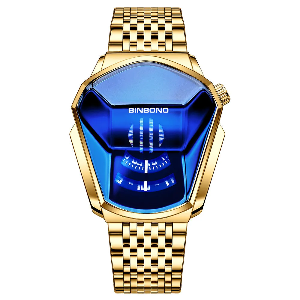 BINBANG Orologio al quarzo multifunzionale impermeabile con cinturino in acciaio