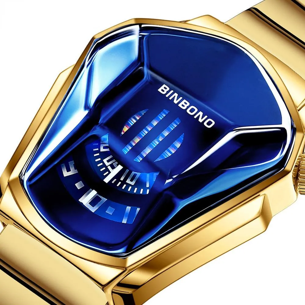 BINBANG Orologio al quarzo multifunzionale impermeabile con cinturino in acciaio