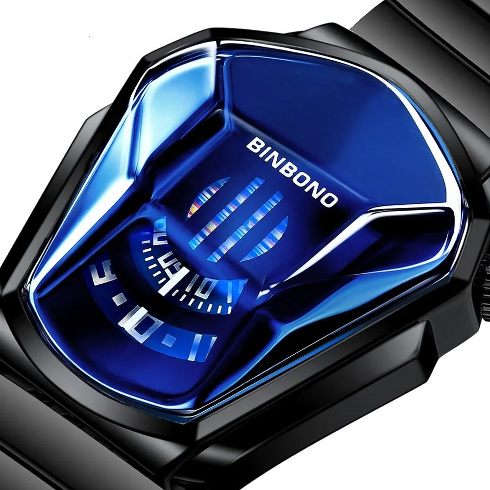 BINBANG Orologio al quarzo multifunzionale impermeabile con cinturino in acciaio