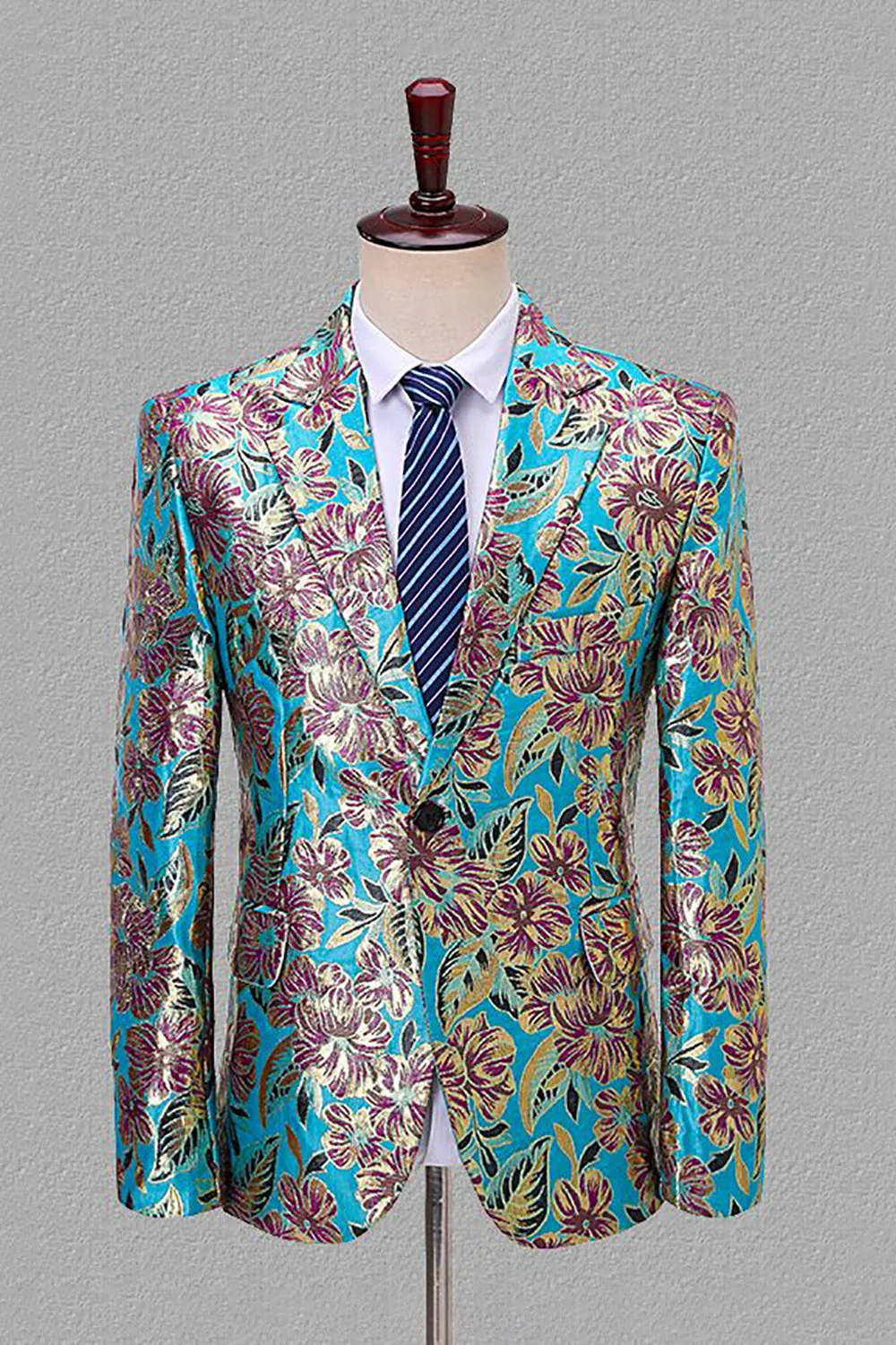 Blazer uomo Jacquard con rever con rever nero e oro