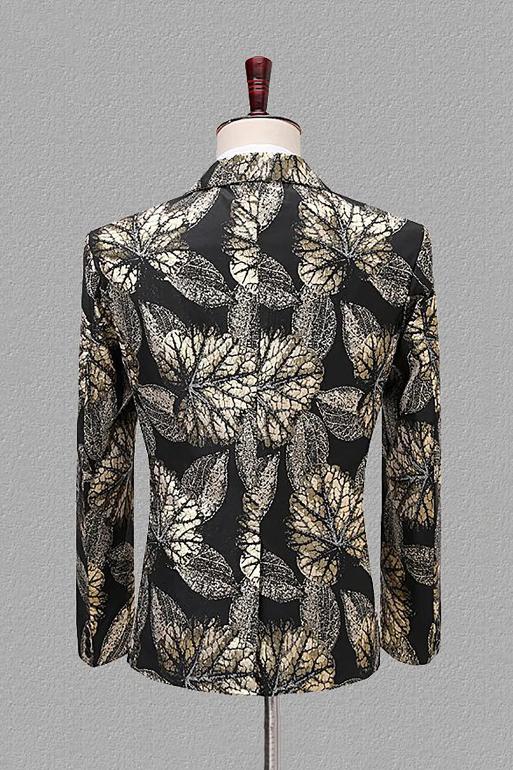 Blazer uomo Jacquard con rever con rever nero e oro