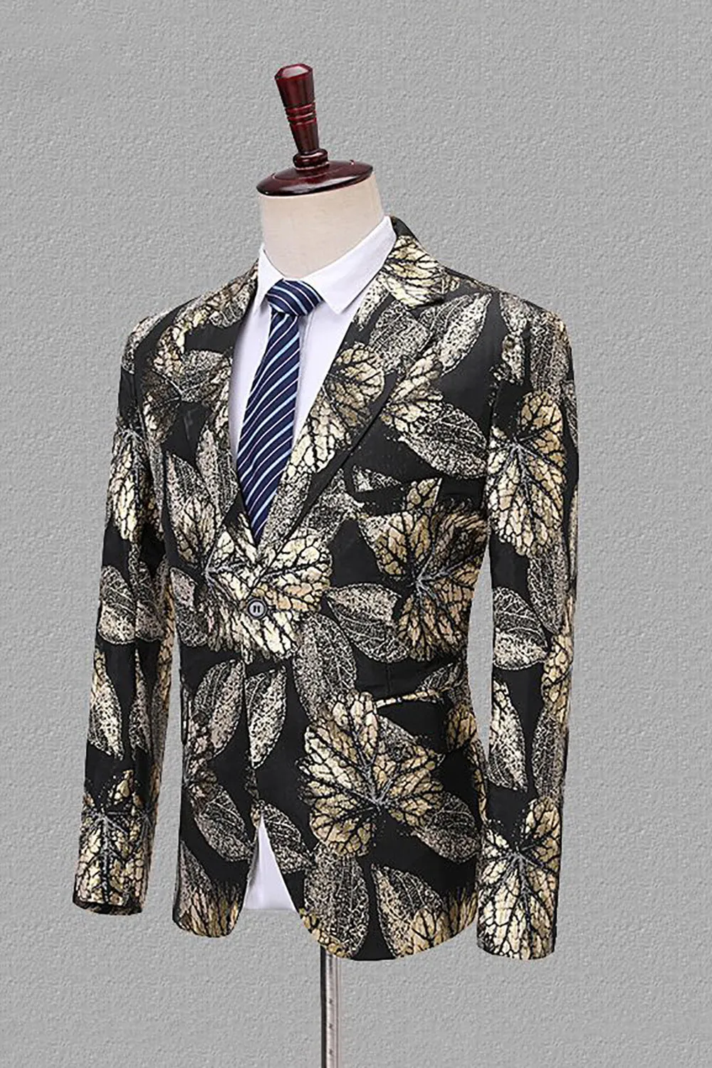 Blazer uomo Jacquard con rever con rever nero e oro
