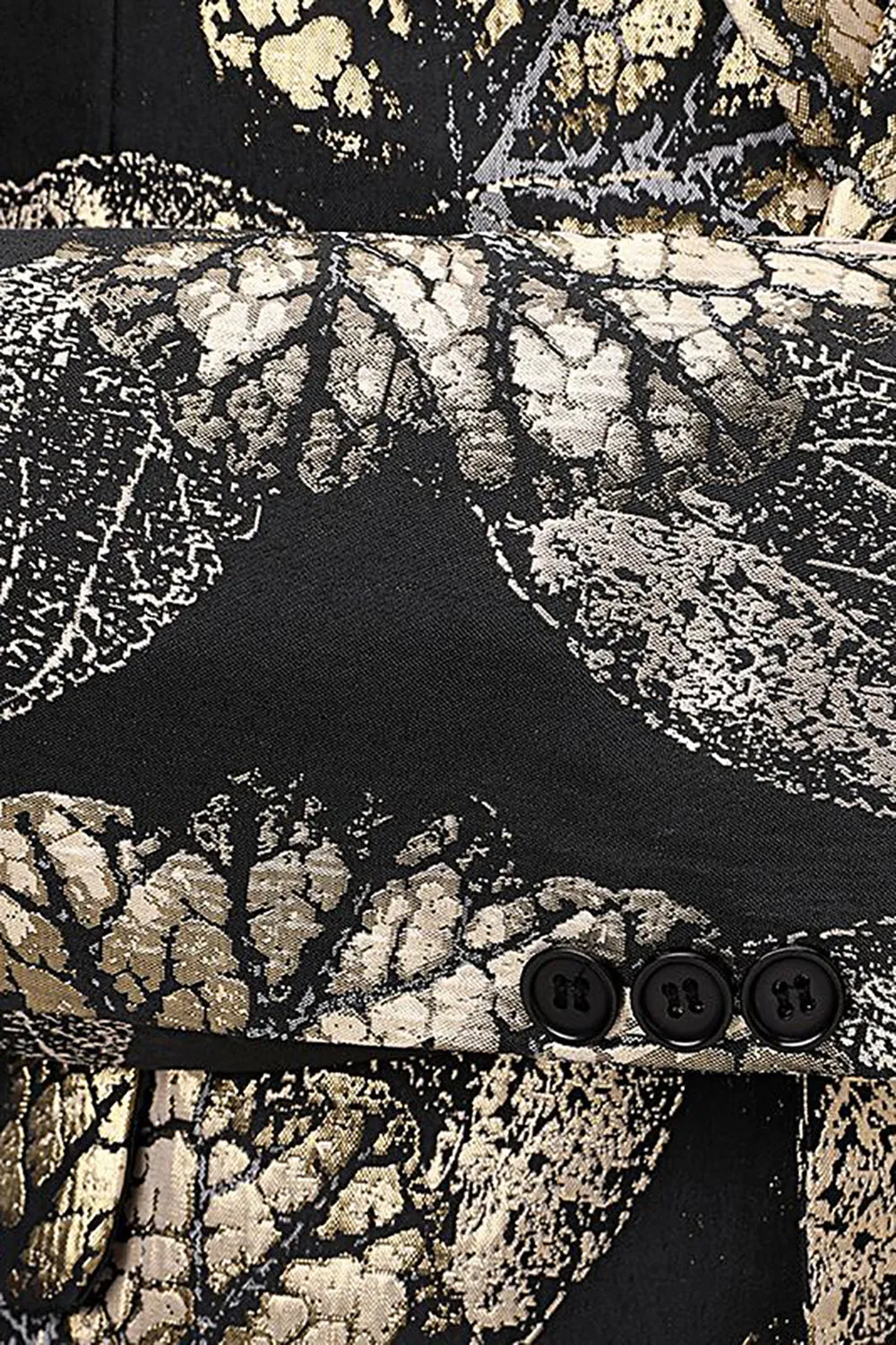 Blazer uomo Jacquard con rever con rever nero e oro