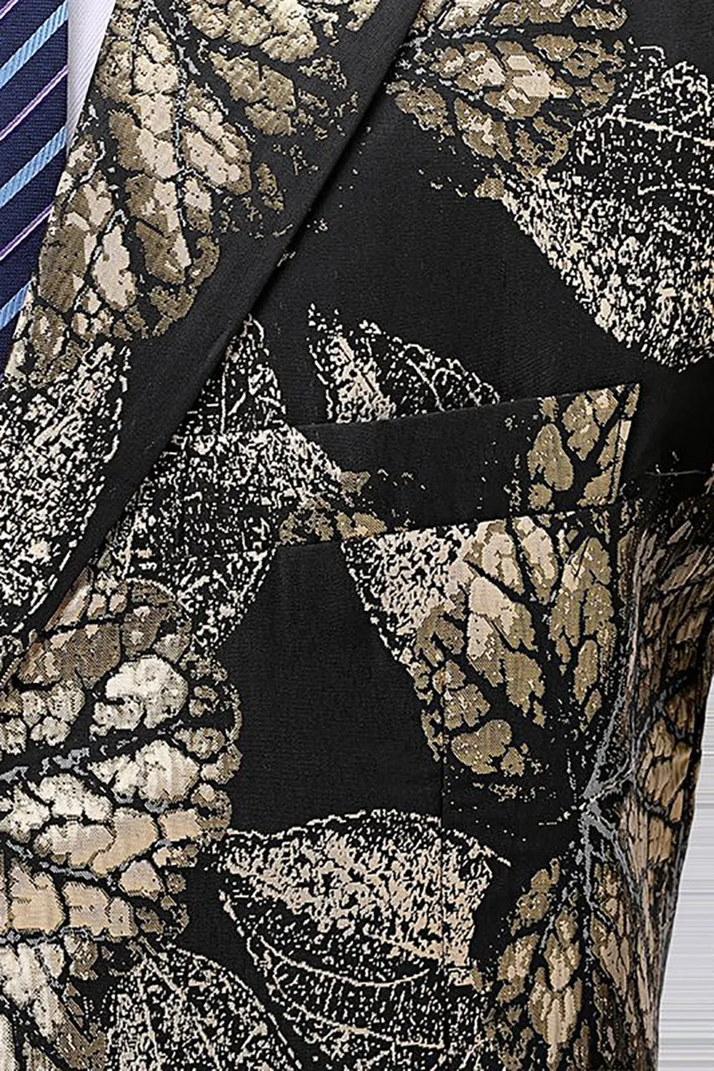 Blazer uomo Jacquard con rever con rever nero e oro