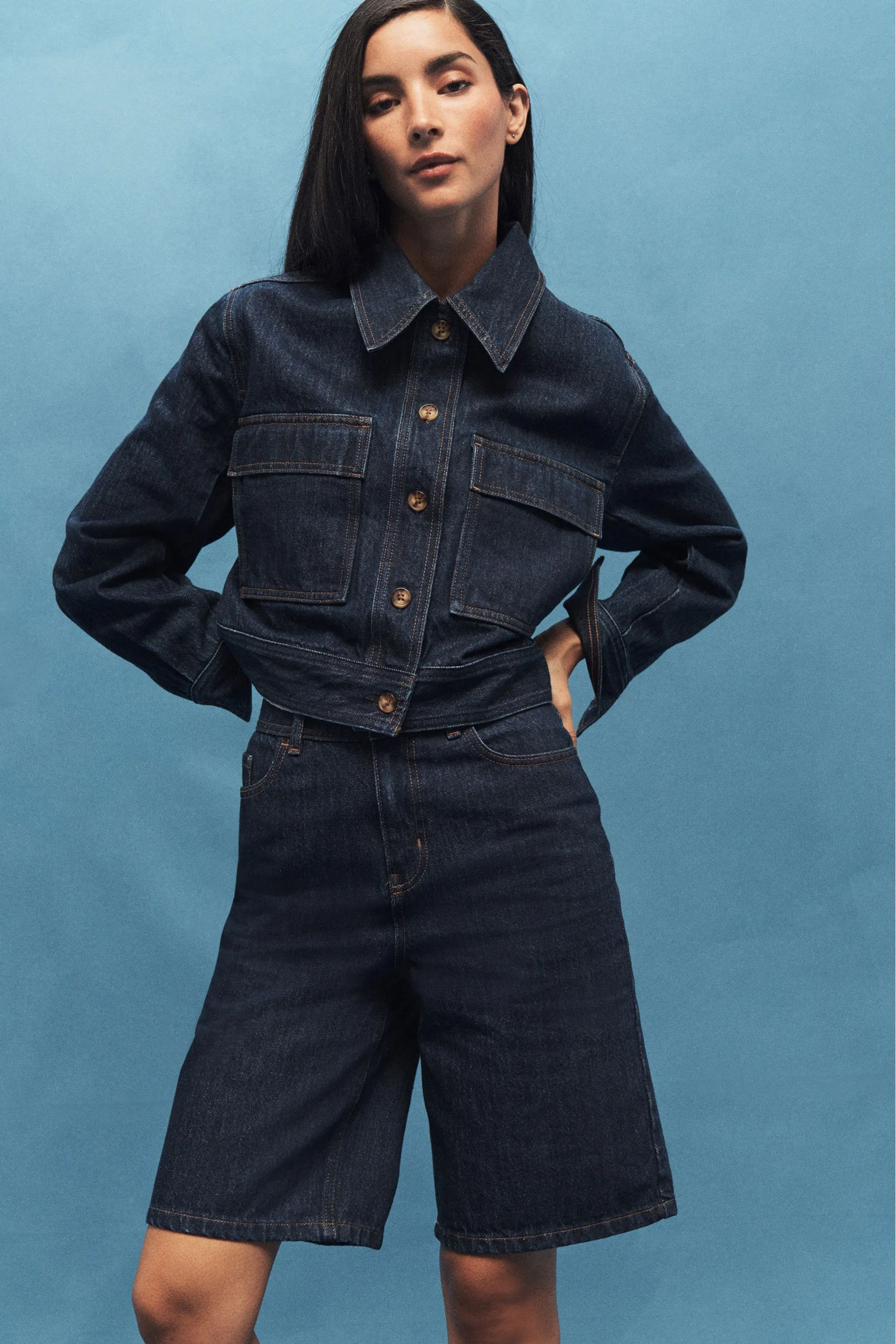 Blu scuro  - Shorts denim lunghi