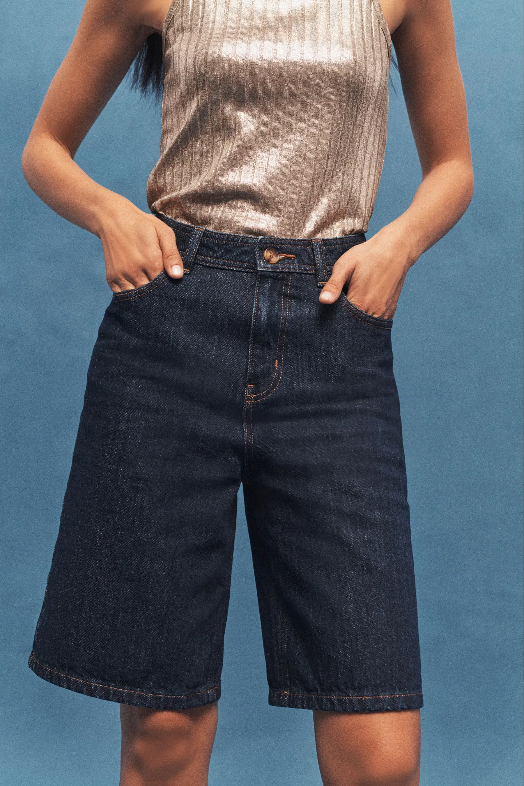 Blu scuro  - Shorts denim lunghi
