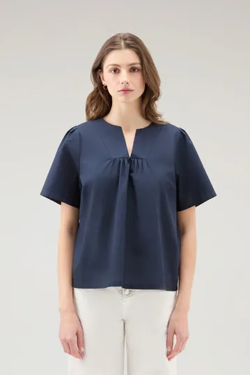 Blusa in popeline di puro cotone                                                                                Melton Blue