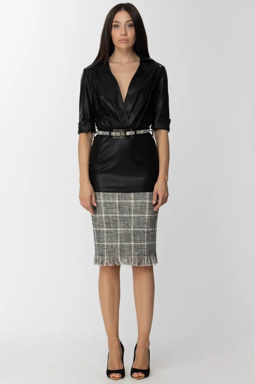 Body in ecopelle con scollo a incrocio Nero