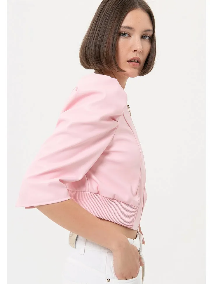 BOLERO ECOPELLE CORTO MANICHE GOFFRATE