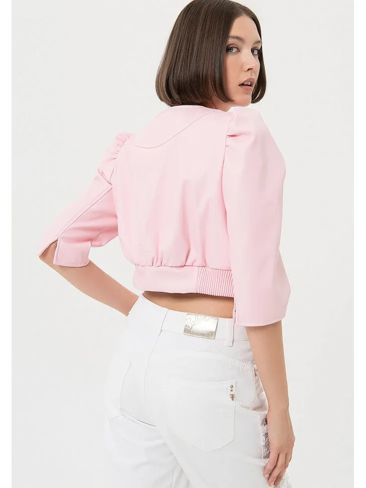 BOLERO ECOPELLE CORTO MANICHE GOFFRATE