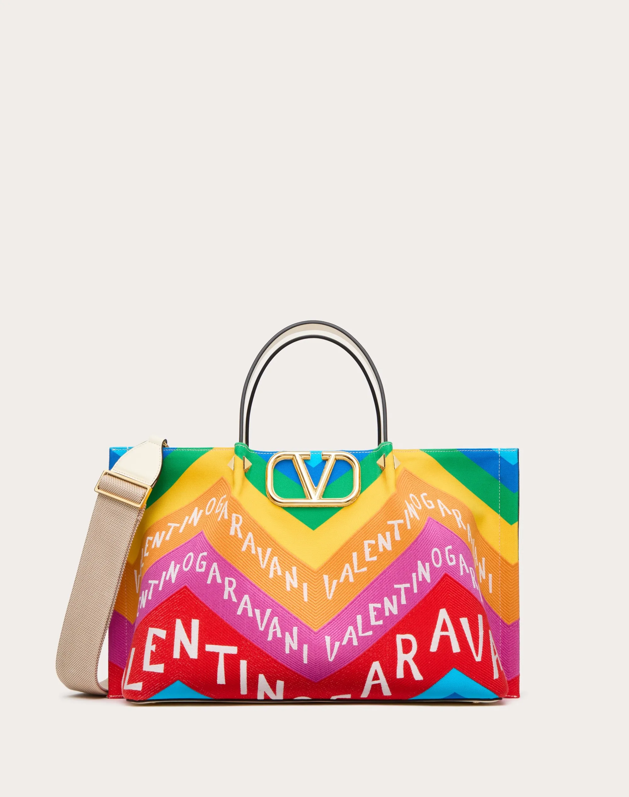 BORSA SHOPPING MEDIA VALENTINO GARAVANI ESCAPE IN CANVAS CON STAMPA CHEVRON24