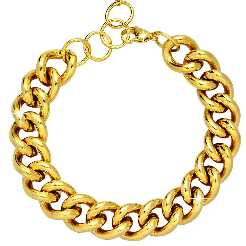 Bracciale con maglia groumette maxi in acciaio Gold