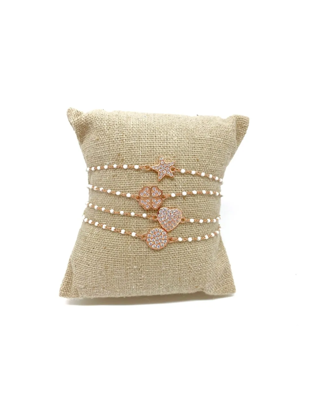 Bracciale Smaltato Bianco e Soggetto di Zirconi