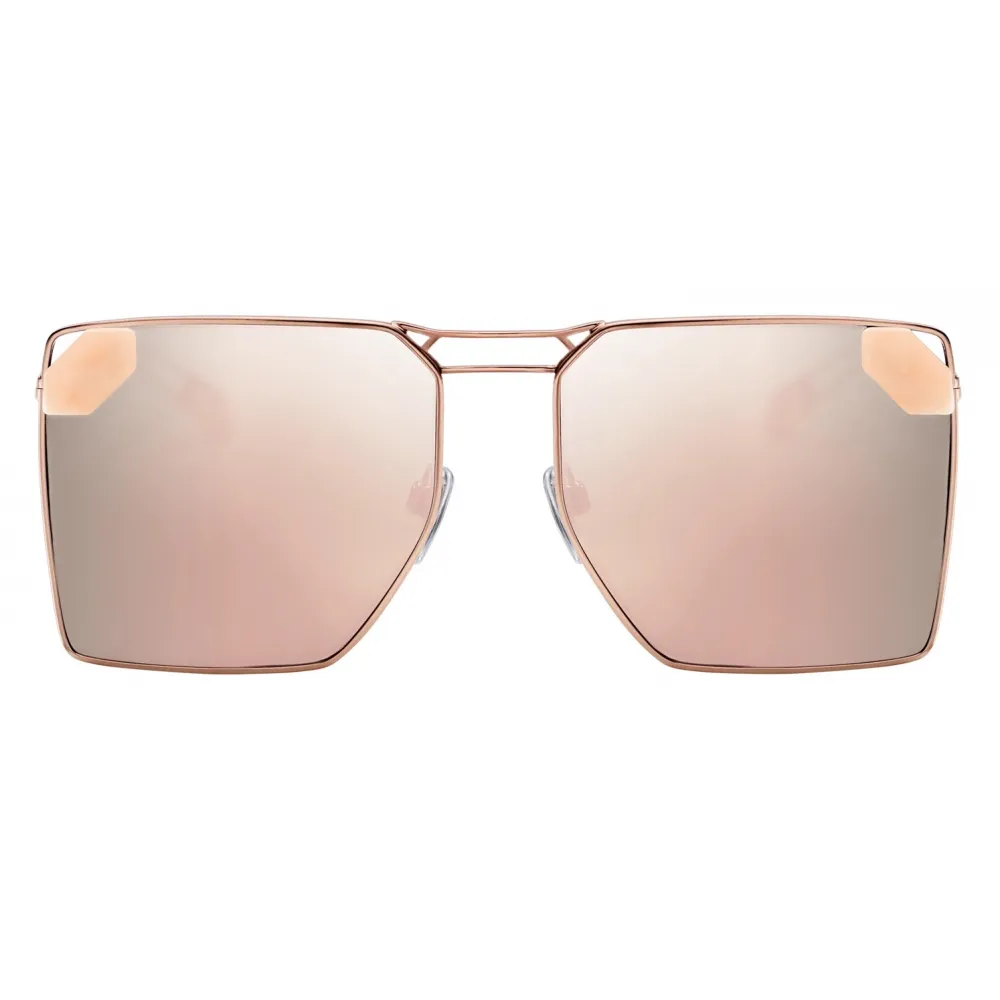 Bulgari - Serpenti - Occhiali da Sole Sunnyscale con Montatura Squadrata Oversize in Metallo - Oro Rosa - Bulgari Eyewear