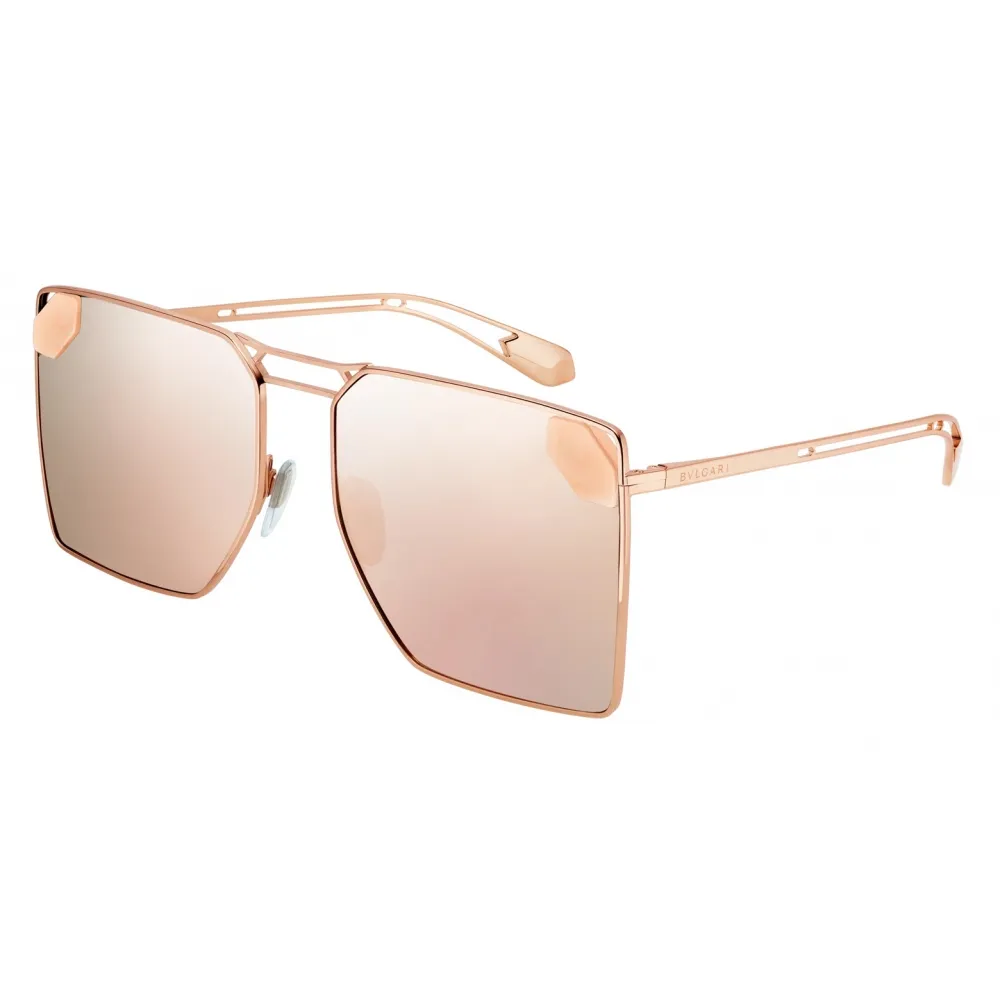 Bulgari - Serpenti - Occhiali da Sole Sunnyscale con Montatura Squadrata Oversize in Metallo - Oro Rosa - Bulgari Eyewear
