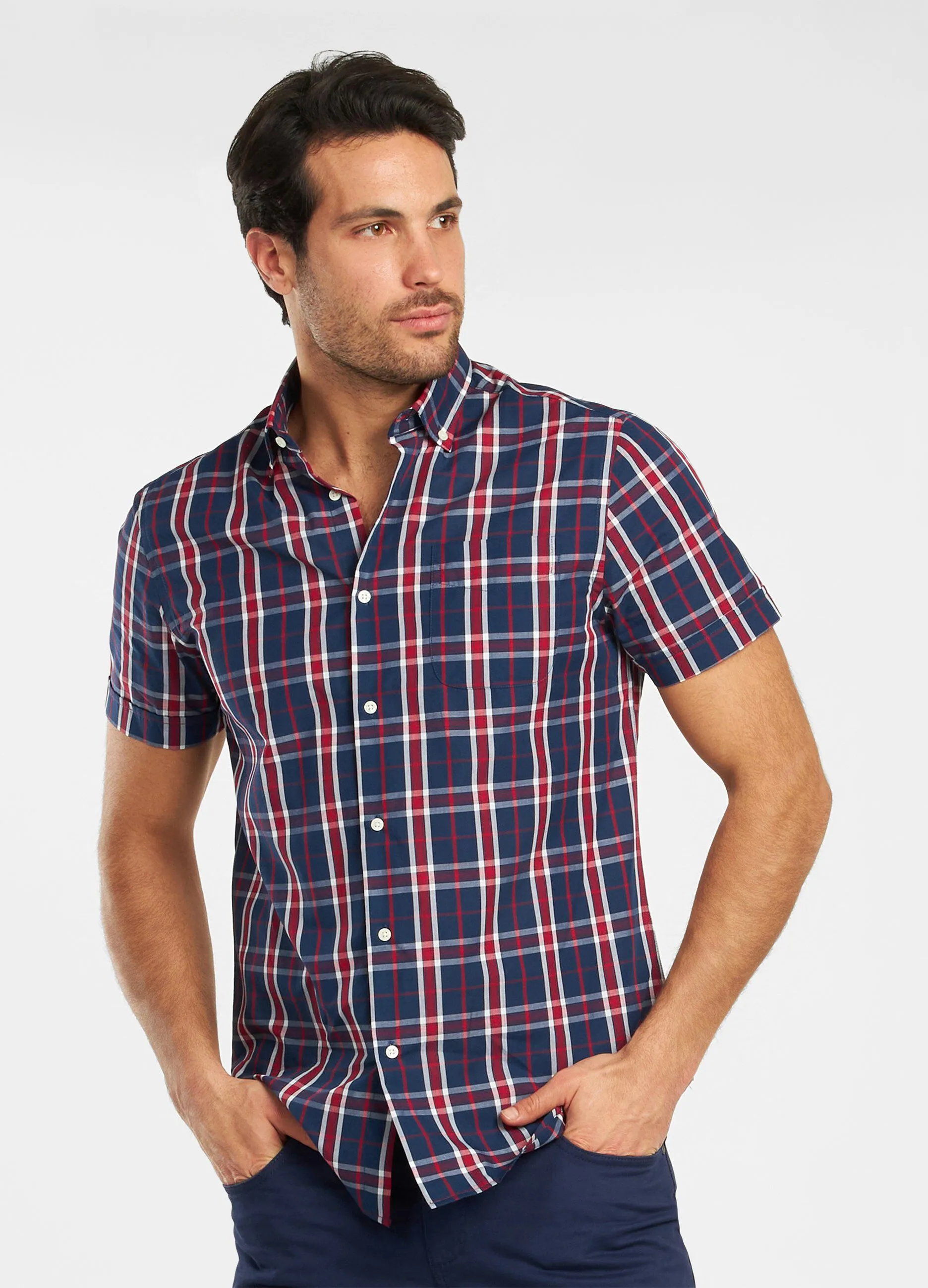 Camicia a quadri in misto cotone uomo