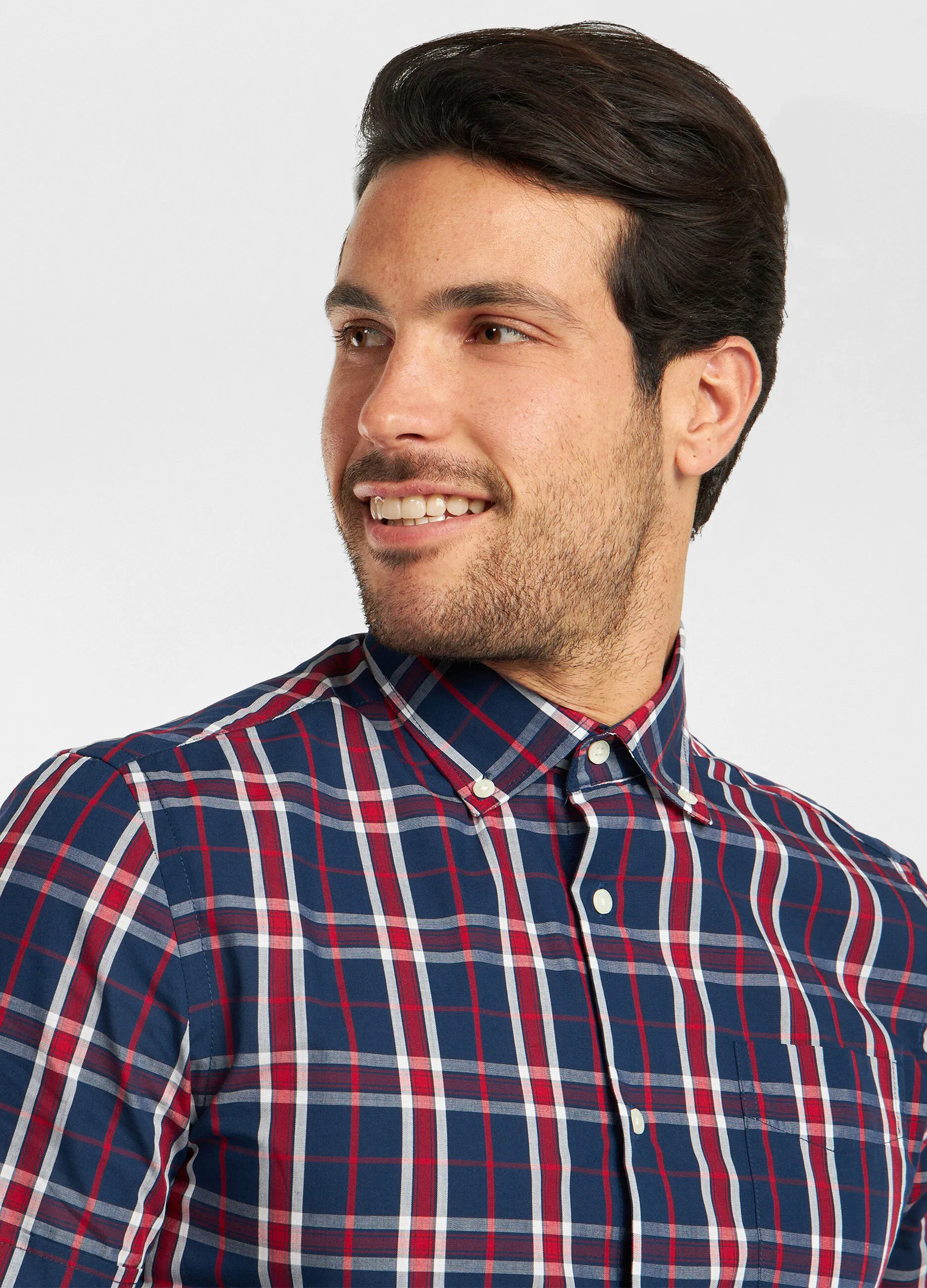Camicia a quadri in misto cotone uomo