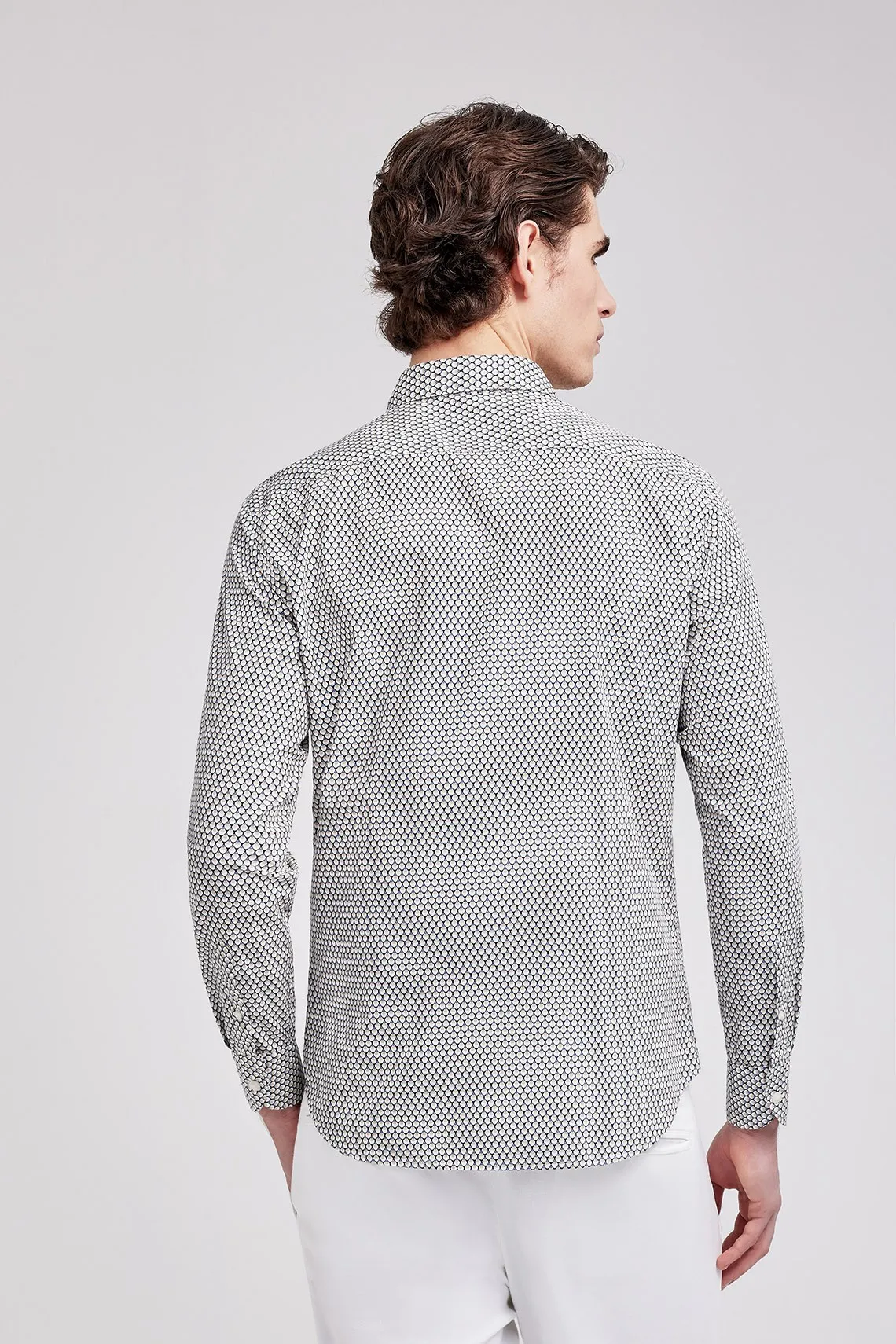 CAMICIA COLLO FRANCESE COTONE STAMPATO MULTICOLOR