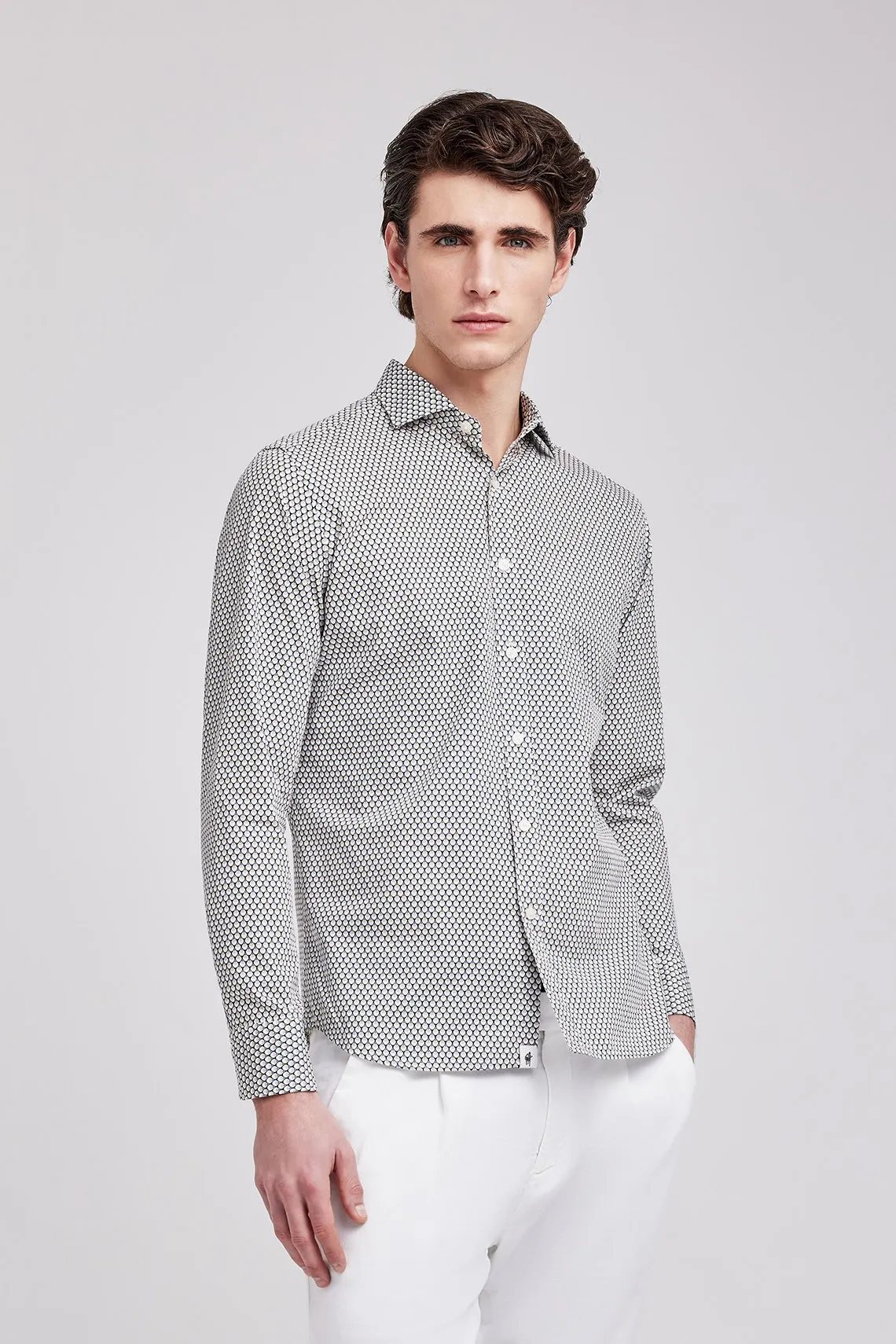 CAMICIA COLLO FRANCESE COTONE STAMPATO MULTICOLOR