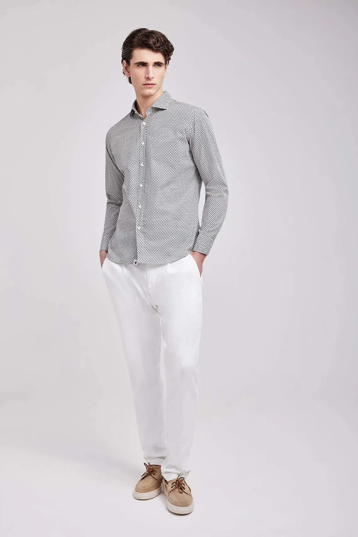 CAMICIA COLLO FRANCESE COTONE STAMPATO MULTICOLOR