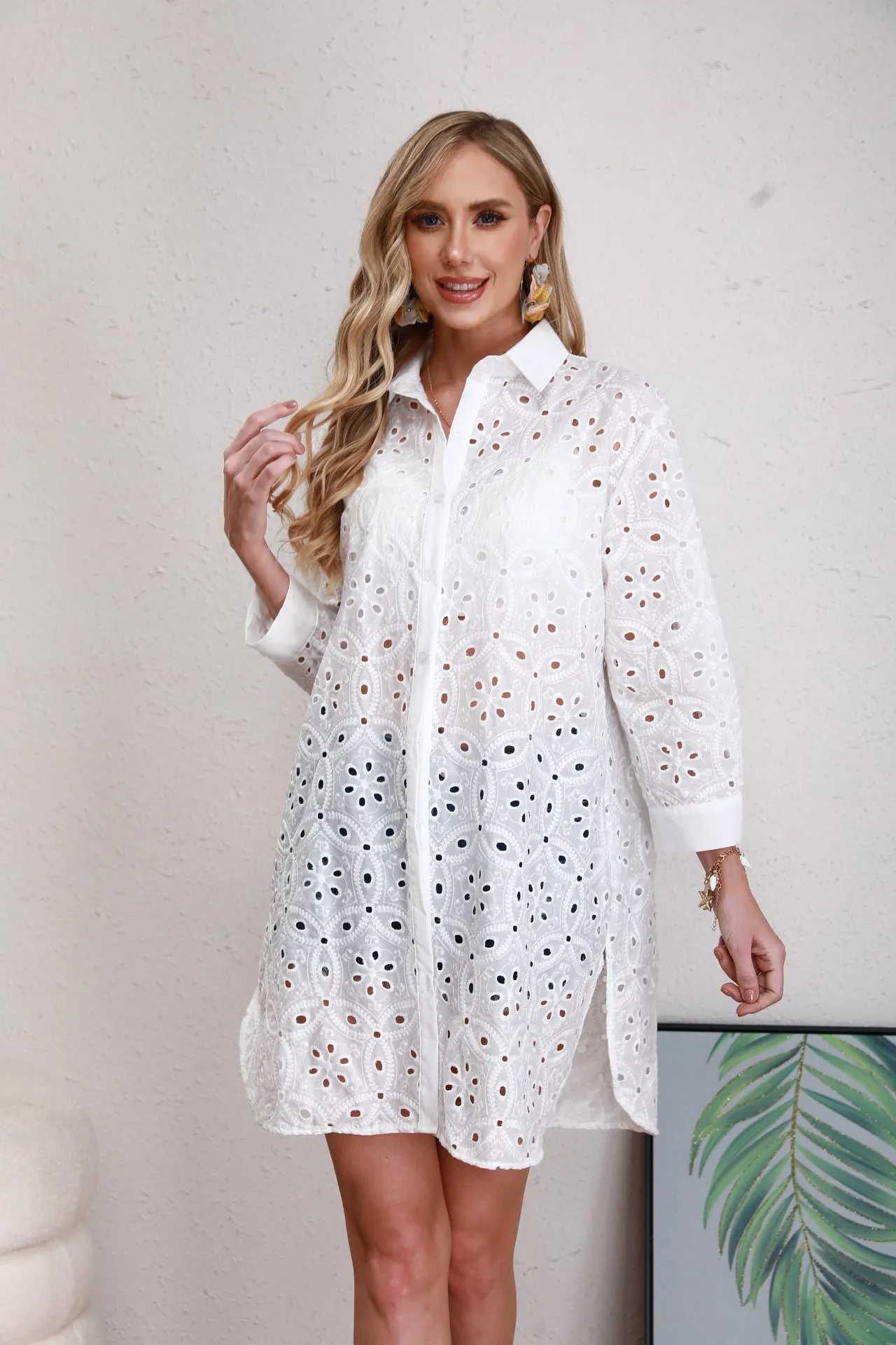 camicia lungo pizzo San Gallo