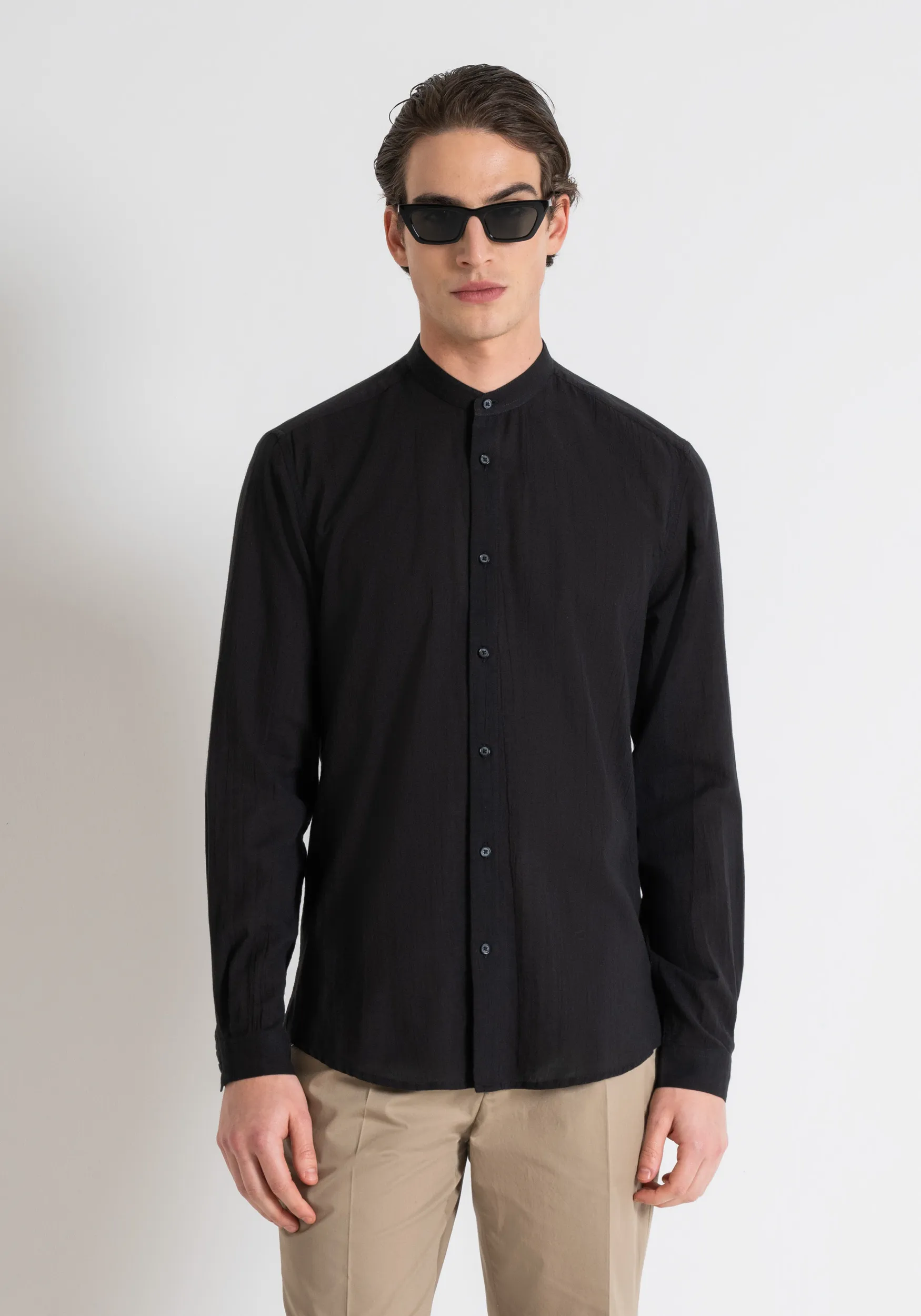 CAMICIA REGULAR FIT “SEOUL” IN COTONE CON EFFETTO STROPICCIATO