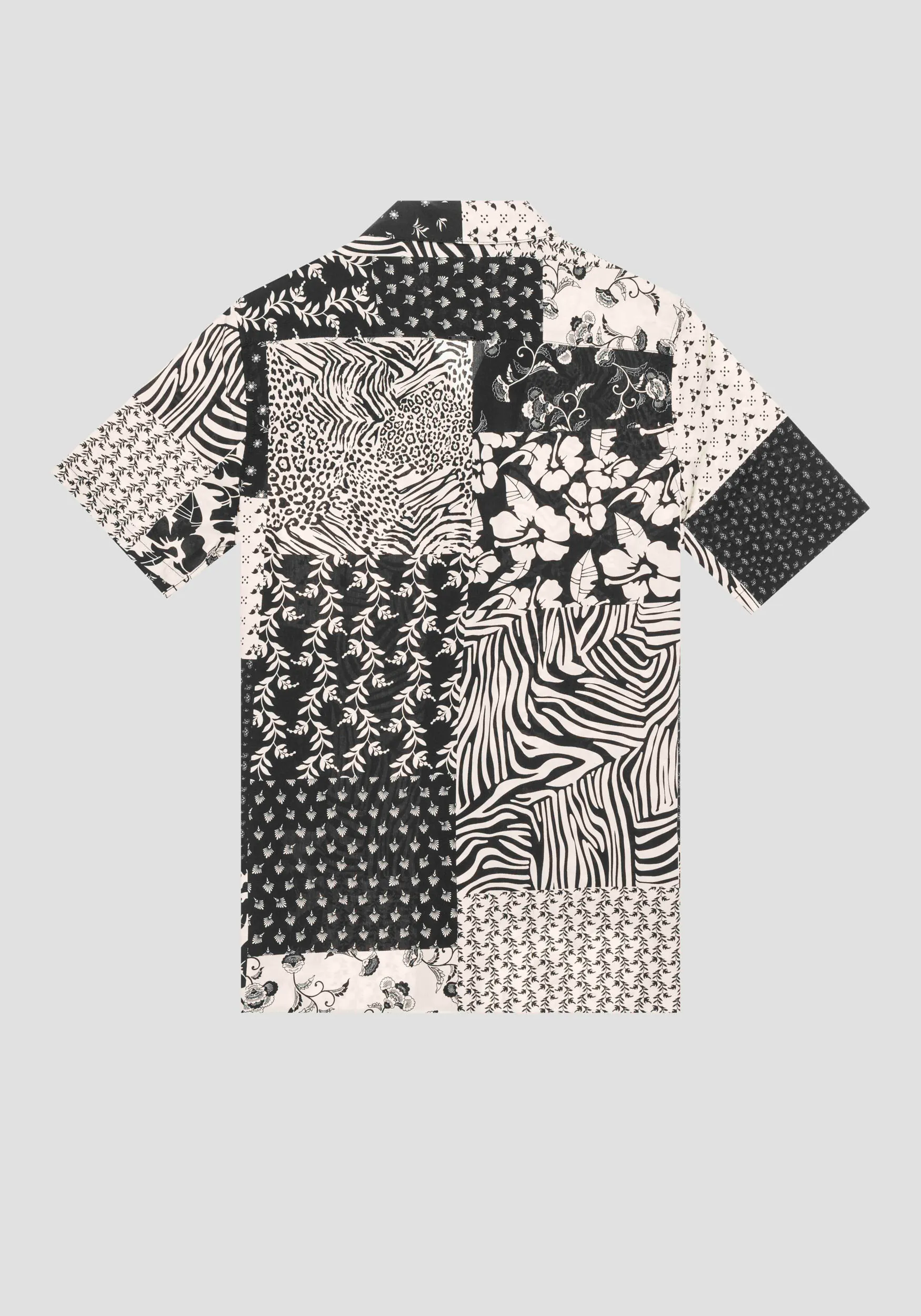 CAMICIA REGULAR STRAIGHT FIT “HONOLULU” IN MISTO COTONE STAMPATO